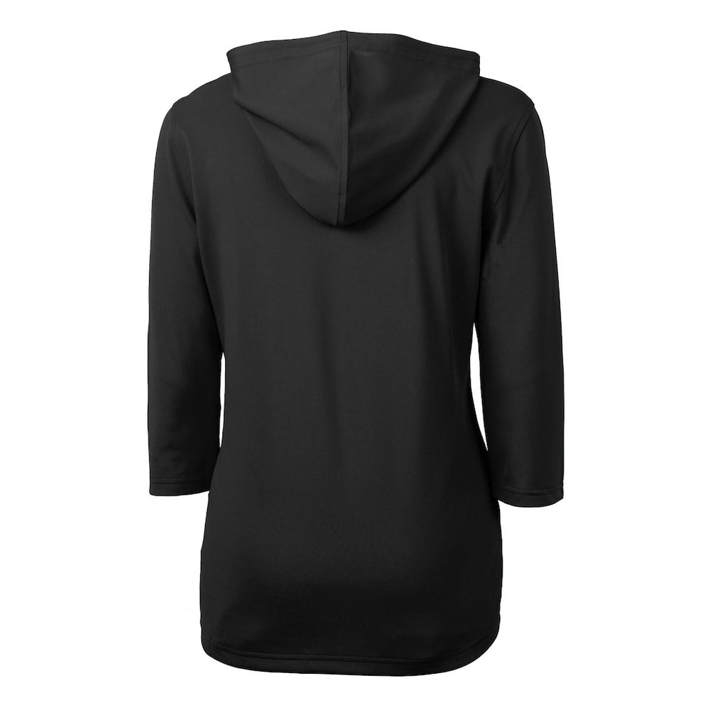 Carolina Panthers Cutter & Buck Women's Helmet Logo DryTec Virtue Eco Pique Recycled 3/4-Sleeve Half-Zip Pullover Hoodie - Black - NFL
