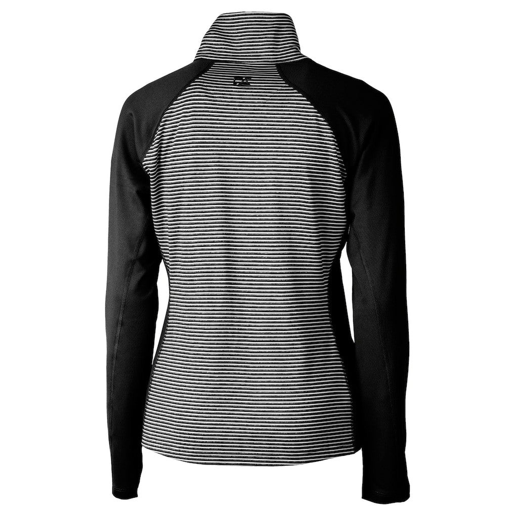 Cincinnati Bengals Cutter & Buck Women's Helmet Logo DryTec Forge Tonal Stripe Stretch Half-Zip Top - Black - NFL