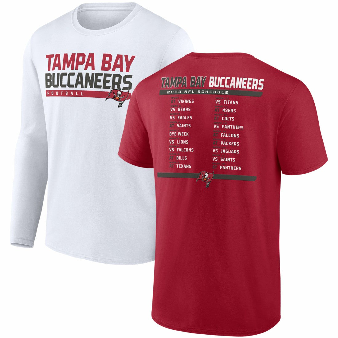 Tampa Bay Buccaneers Two-Pack 2023 Schedule T-Shirt Combo Set - Red/White - Fanatics