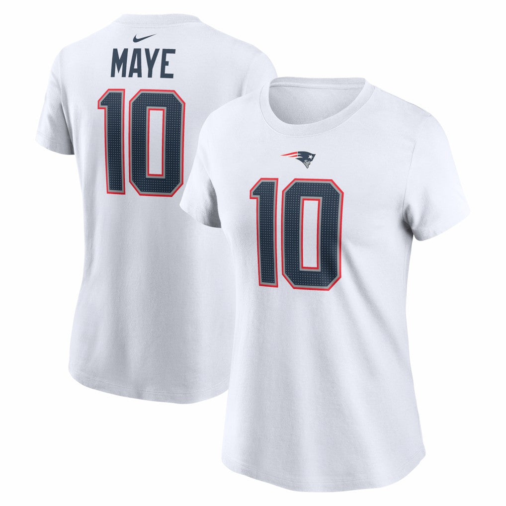 Drake Maye New England Patriots Women's Player Name & Number T-Shirt - White - Nike