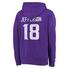 Justin Jefferson Minnesota Vikings Majestic Threads Name & Number Tri-Blend Pullover Hoodie - Purple - NFL