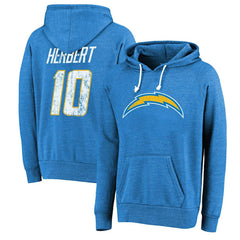 Justin Herbert Los Angeles Chargers Majestic Threads Name & Number Tri-Blend Pullover Hoodie - Powder Blue - NFL