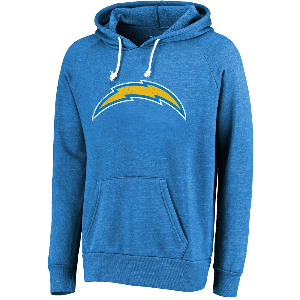 Justin Herbert Los Angeles Chargers Majestic Threads Name & Number Tri-Blend Pullover Hoodie - Powder Blue - NFL
