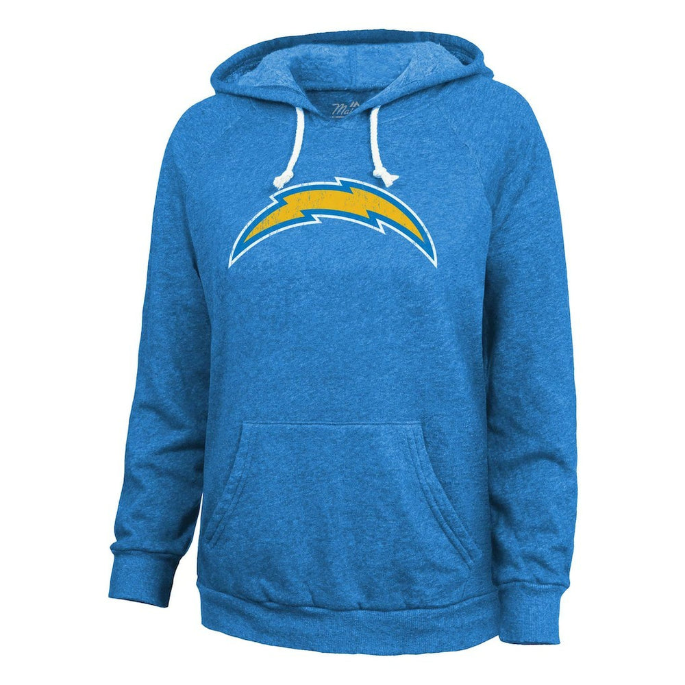 Justin Herbert Los Angeles Chargers Majestic Threads Women's Name & Number Tri-Blend Pullover Hoodie - Powder Blue - NFL