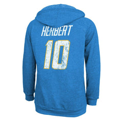 Justin Herbert Los Angeles Chargers Majestic Threads Women's Name & Number Tri-Blend Pullover Hoodie - Powder Blue - NFL