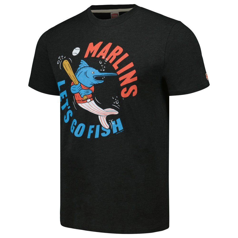 Miami Marlins Homage Doodle Collection Let's Go Fish Tri-Blend T-Shirt Online