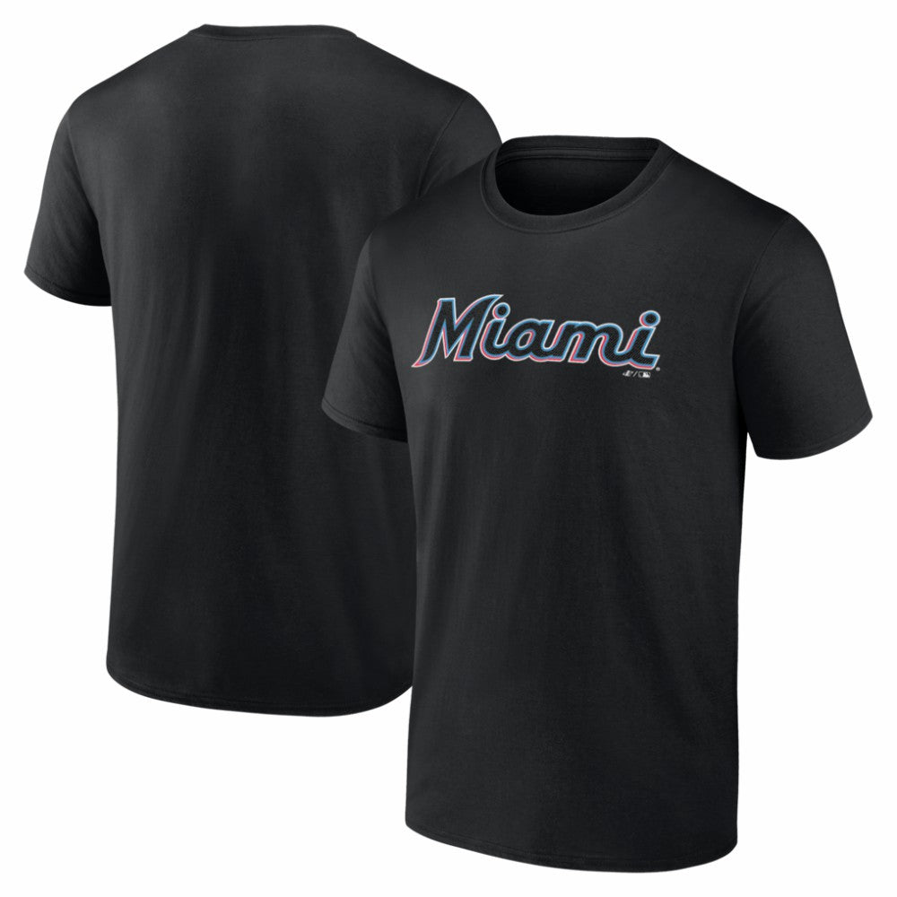 Miami Marlins Logo Athletic Wordmark T-Shirt Outlet