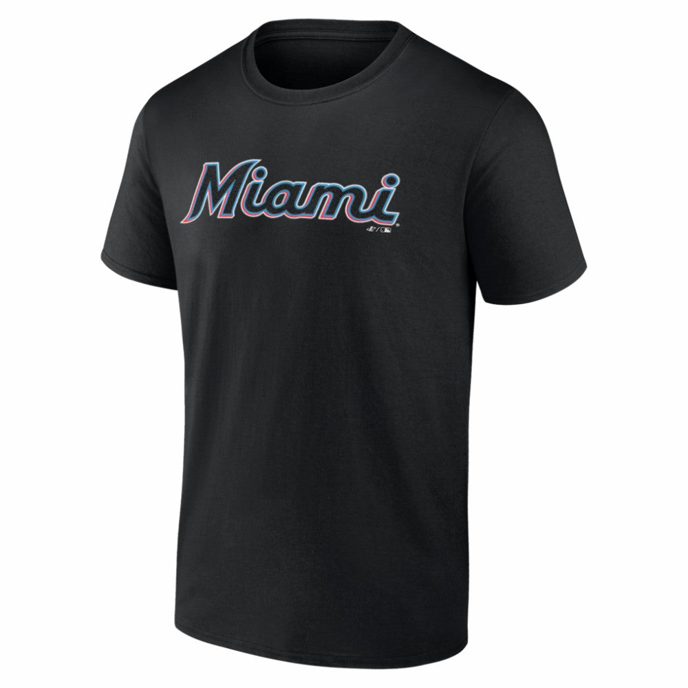 Miami Marlins Logo Athletic Wordmark T-Shirt Outlet