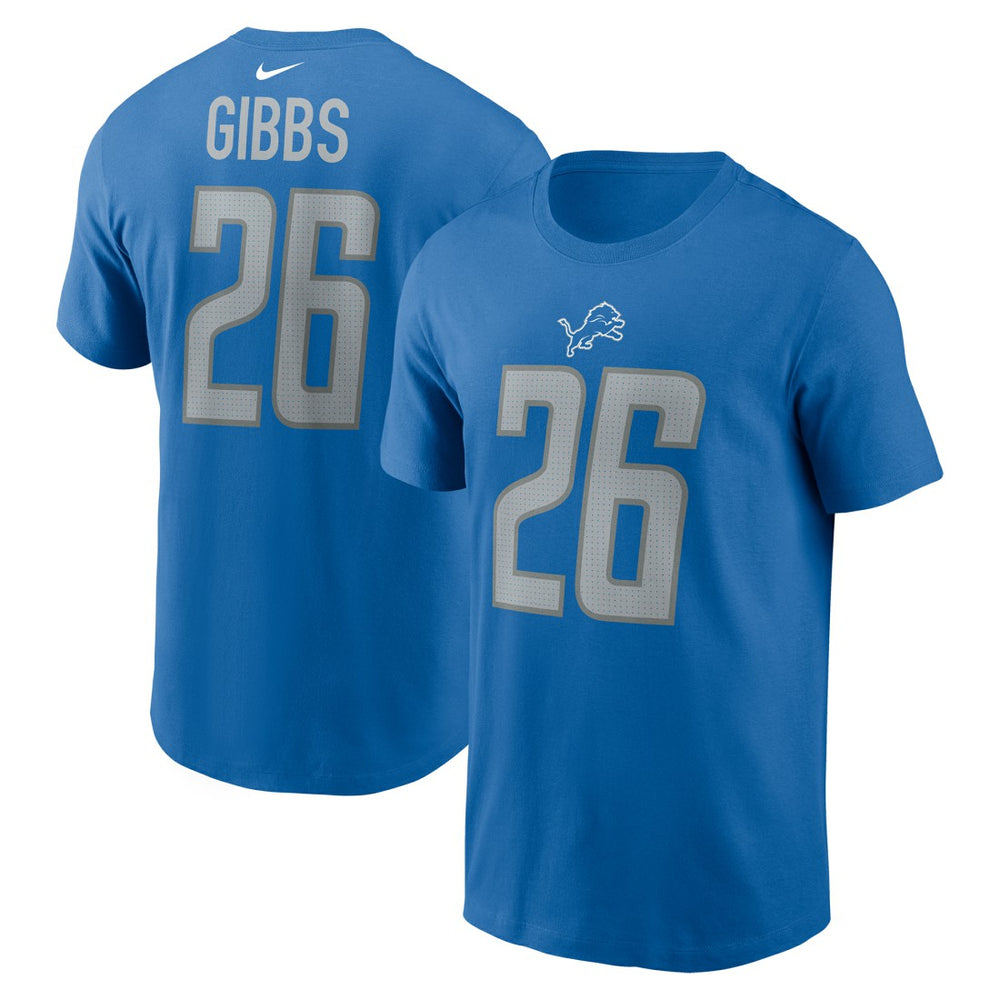 Jahmyr Gibbs Detroit Lions 2023 NFL Draft First Round Pick Player Name & Number T-Shirt - Blue - Nike