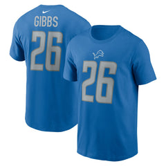 Jahmyr Gibbs Detroit Lions 2023 NFL Draft First Round Pick Player Name & Number T-Shirt - Blue - Nike