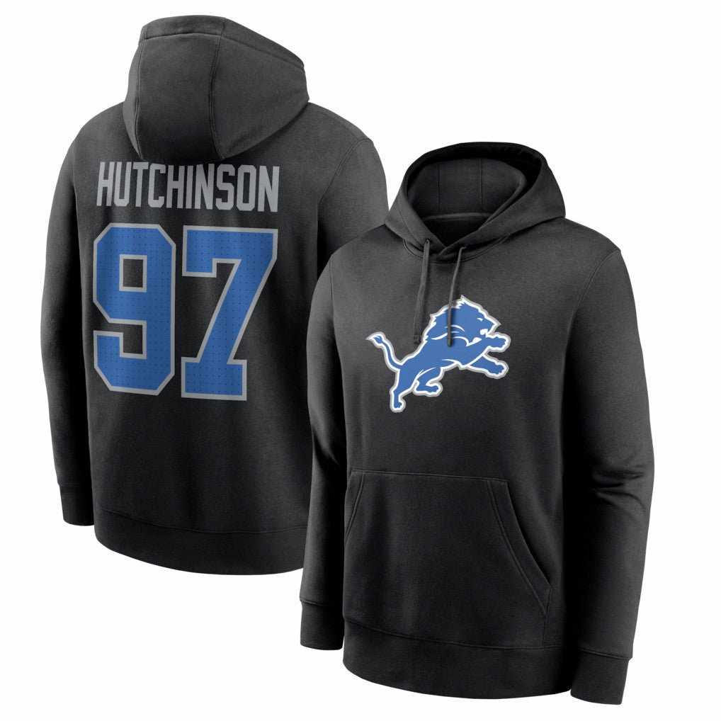 Aidan Hutchinson Detroit Lions Name & Number Fleece Hoodie - Black - Nike