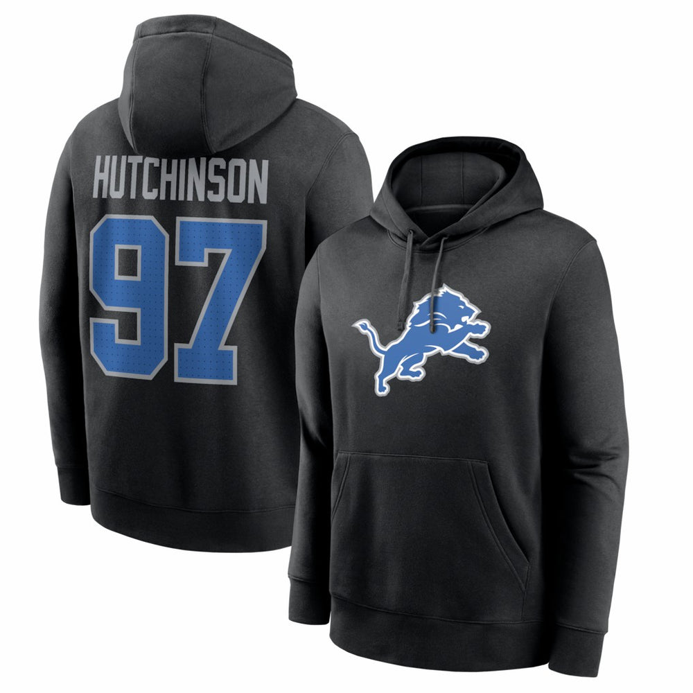 Aidan Hutchinson Detroit Lions Name & Number Fleece Hoodie - Black - Nike