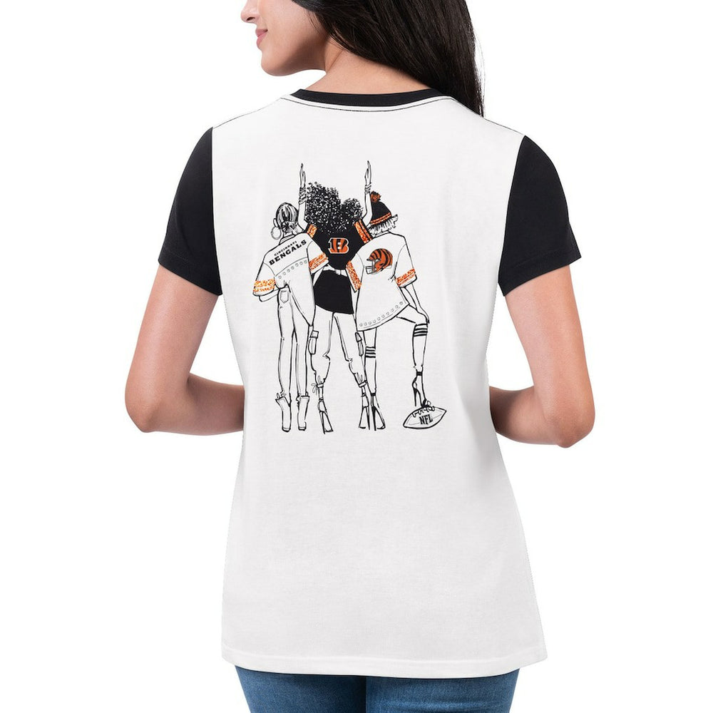 Cincinnati Bengals G-III 4Her by Carl Banks Women's Fashion Illustration T-Shirt - White/Black - NFL