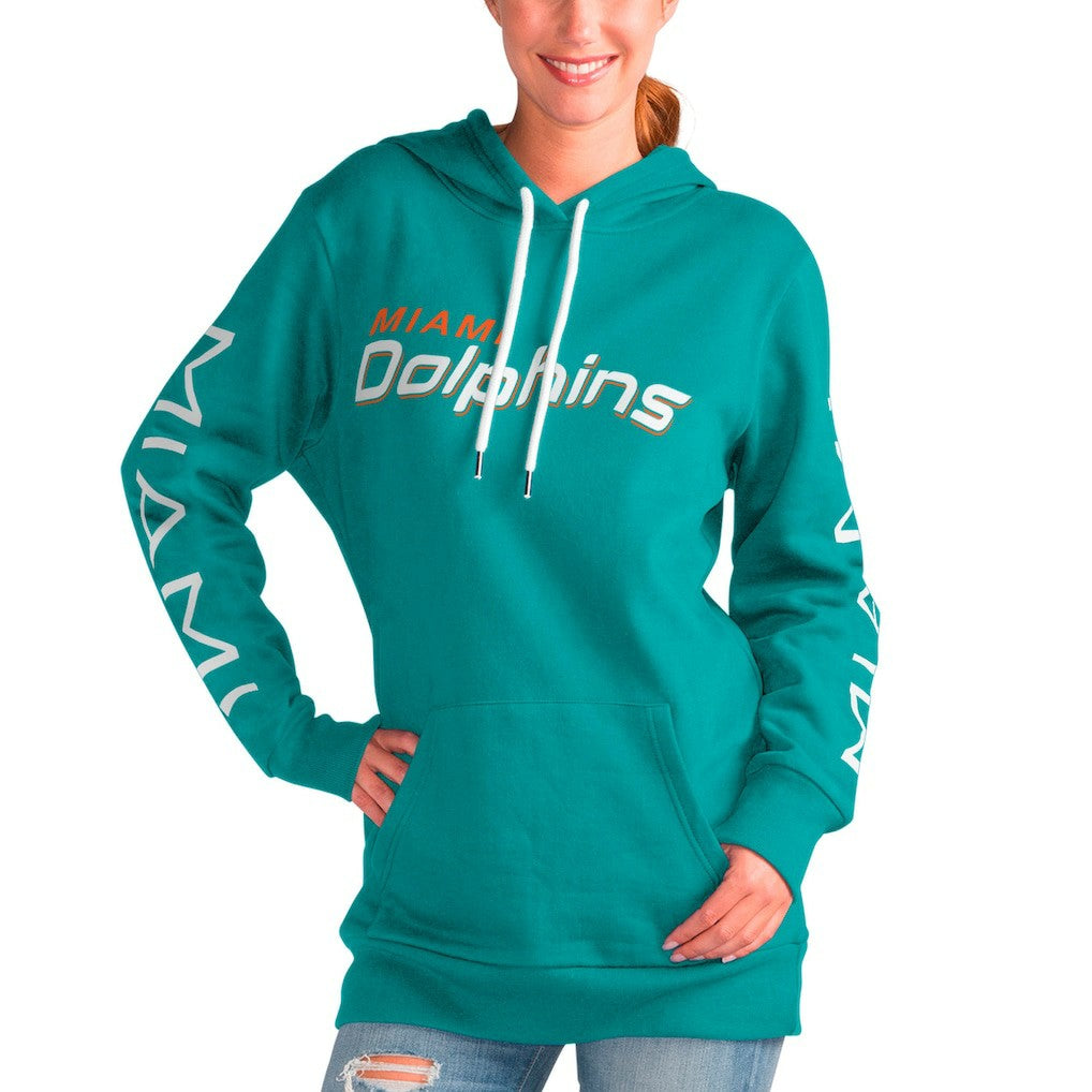 Miami Dolphins G-III 4Her by Carl Banks Women's Extra Inning Pullover Hoodie - Aqua - NFL
