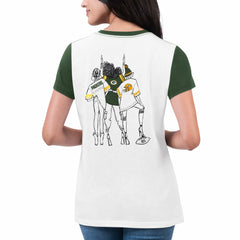 Green Bay Packers G-III 4Her by Carl Banks Women's Fashion Illustration T-Shirt - White/Green - NFL