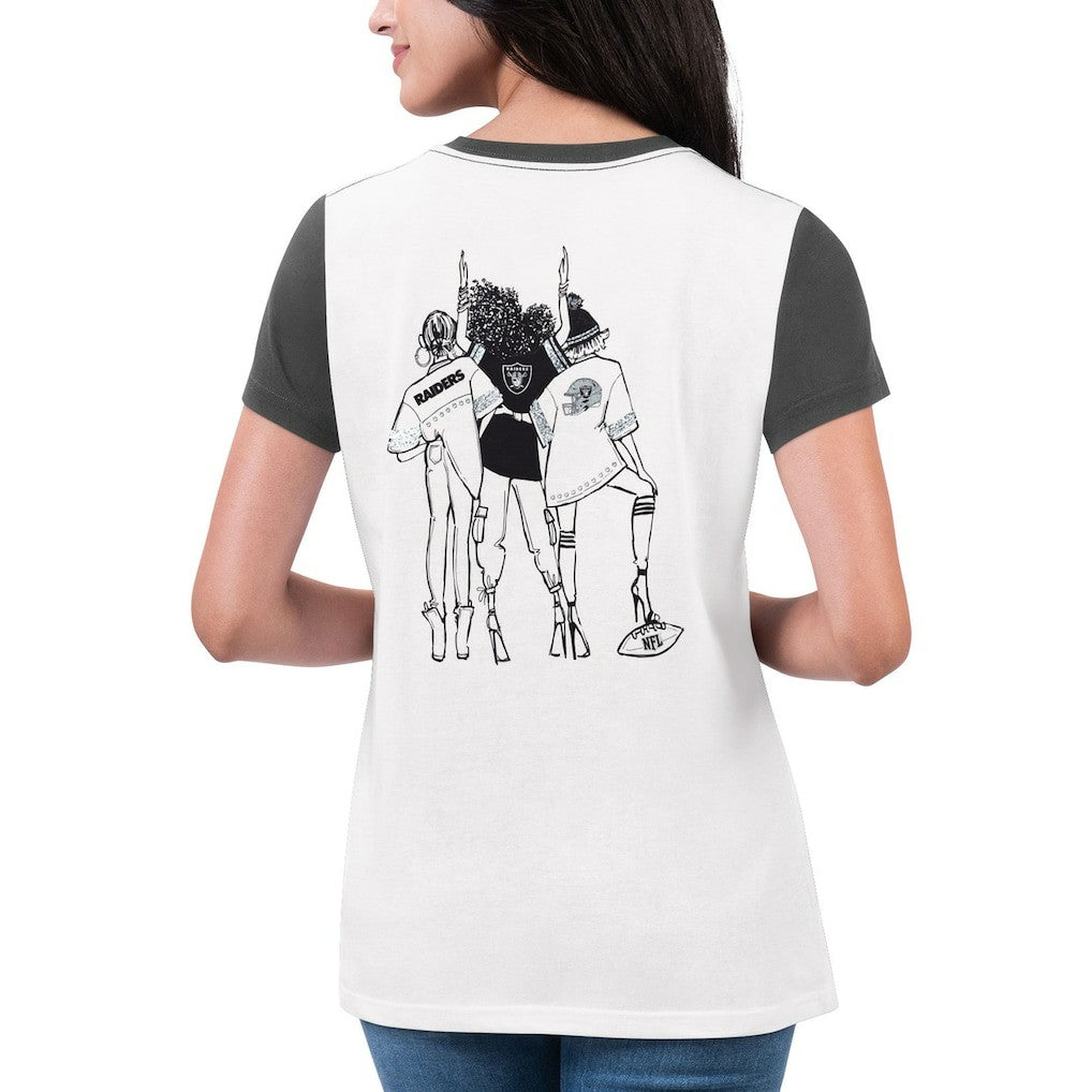 Las Vegas Raiders G-III 4Her by Carl Banks Women's Fashion Illustration T-Shirt - White/Black - NFL