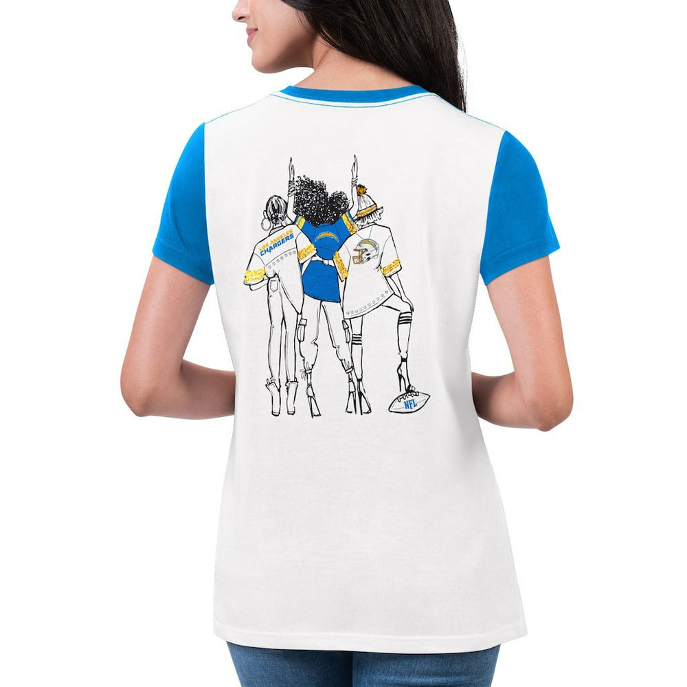 Los Angeles Chargers G-III 4Her by Carl Banks Women's Fashion Illustration T-Shirt - White/Powder Blue - NFL