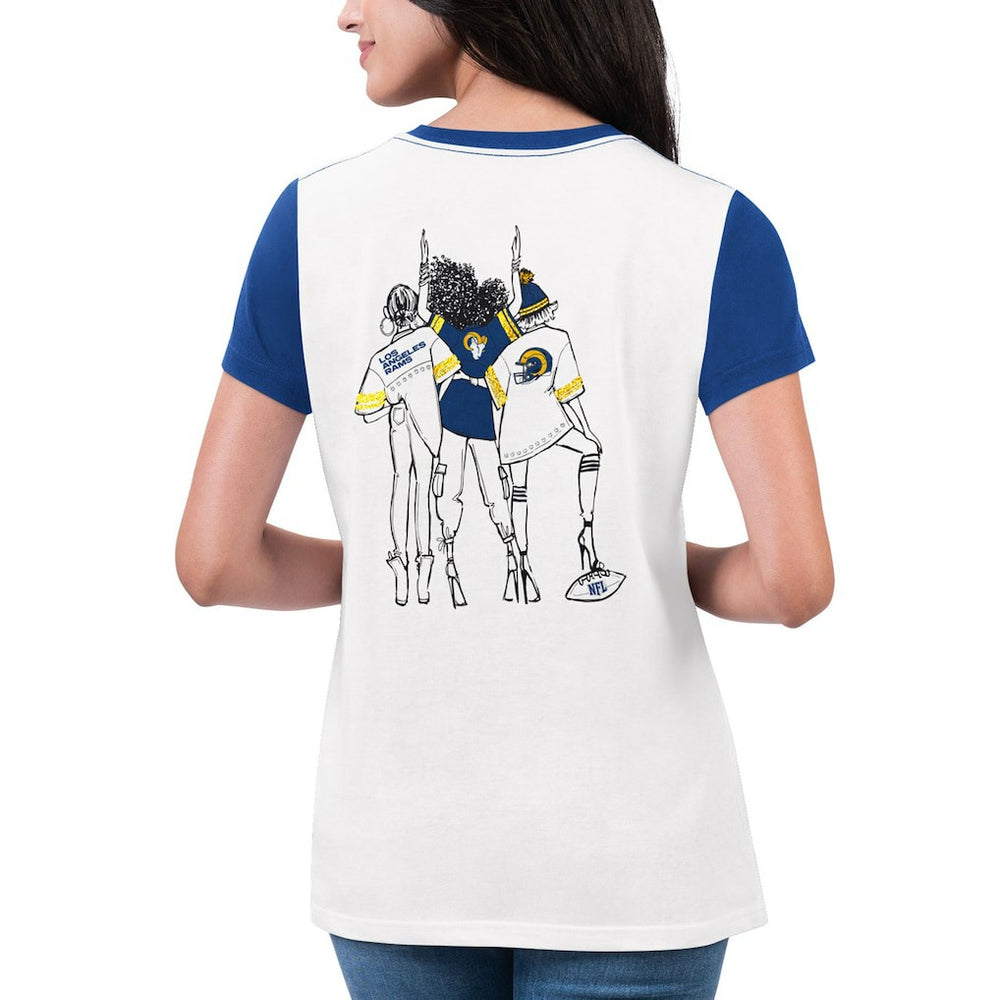 Los Angeles Rams G-III 4Her by Carl Banks Women's Fashion Illustration T-Shirt - White/Royal - NFL