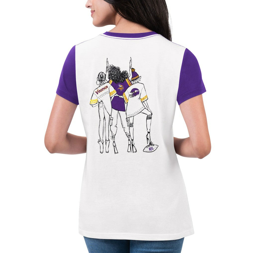 Minnesota Vikings G-III 4Her by Carl Banks Women's Fashion Illustration T-Shirt - White/Purple - NFL