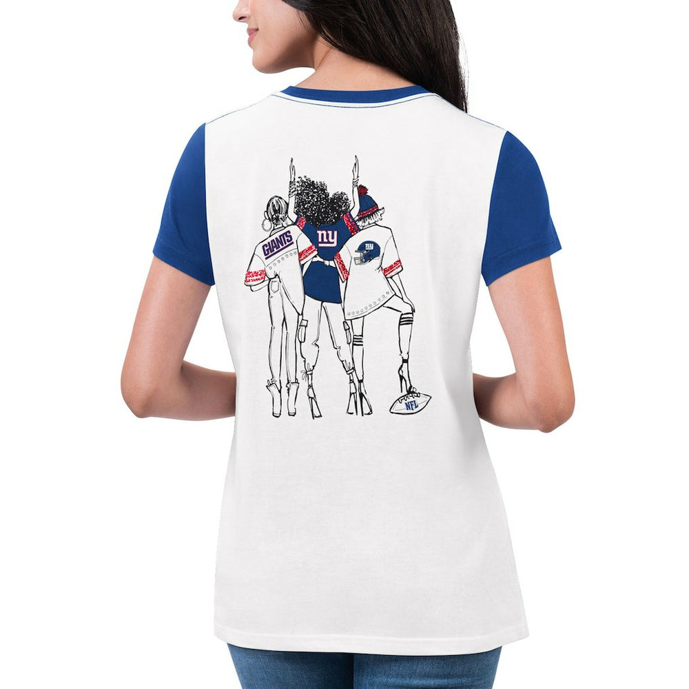New York Giants G-III 4Her by Carl Banks Women's Fashion Illustration T-Shirt - White/Royal - NFL
