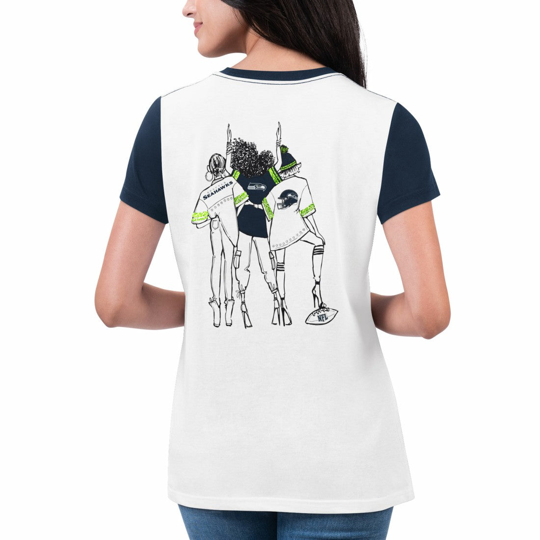 Seattle Seahawks G-III 4Her by Carl Banks Women's Fashion Illustration T-Shirt - White/College Navy - NFL