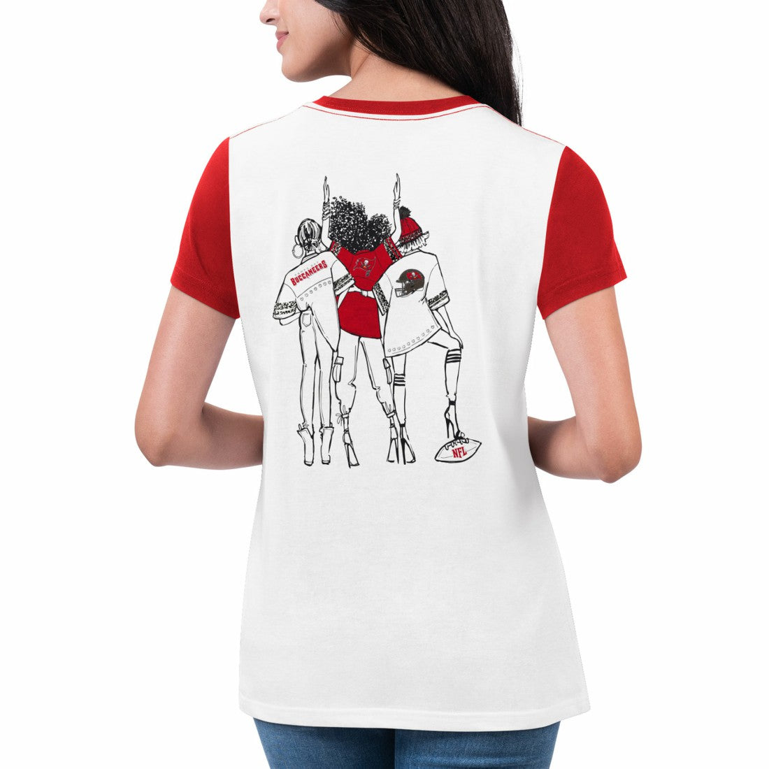 Tampa Bay Buccaneers G-III 4Her by Carl Banks Women's Fashion Illustration T-Shirt - White/Red - NFL