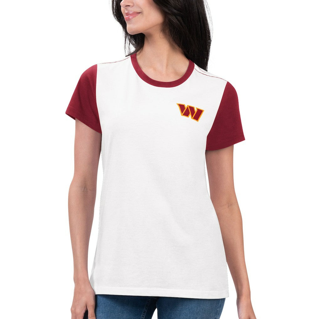 Washington Commanders G-III 4Her by Carl Banks Women's Fashion Illustration T-Shirt - White/Burgundy - NFL