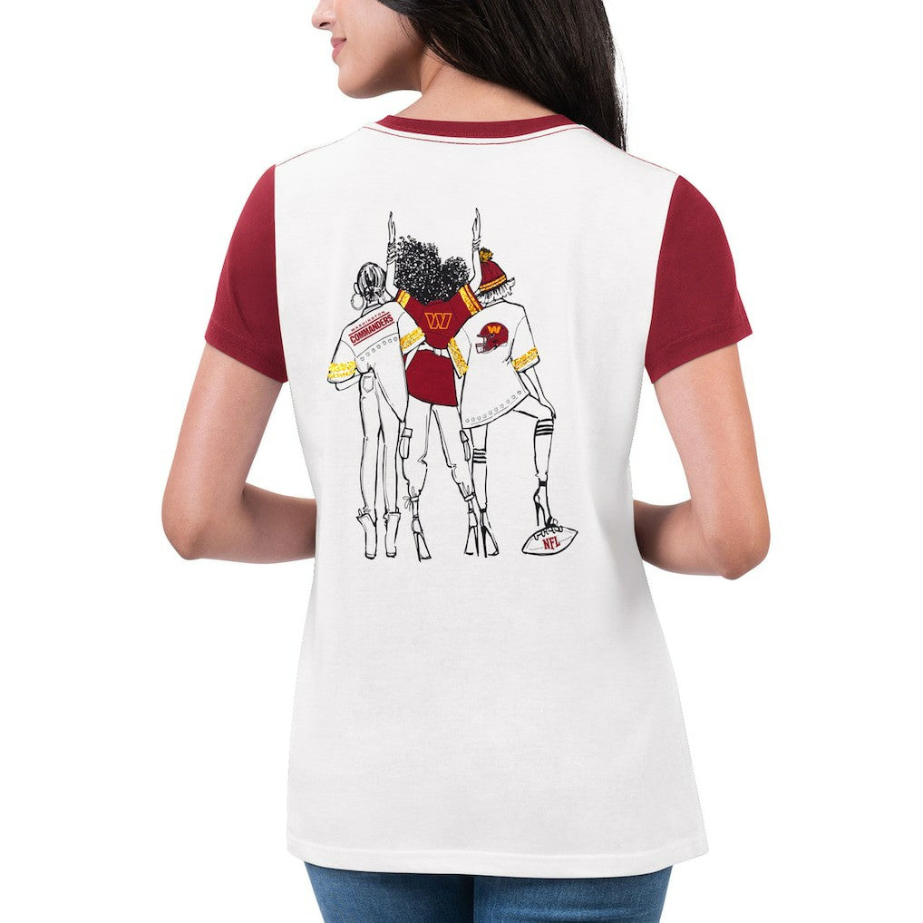 Washington Commanders G-III 4Her by Carl Banks Women's Fashion Illustration T-Shirt - White/Burgundy - NFL