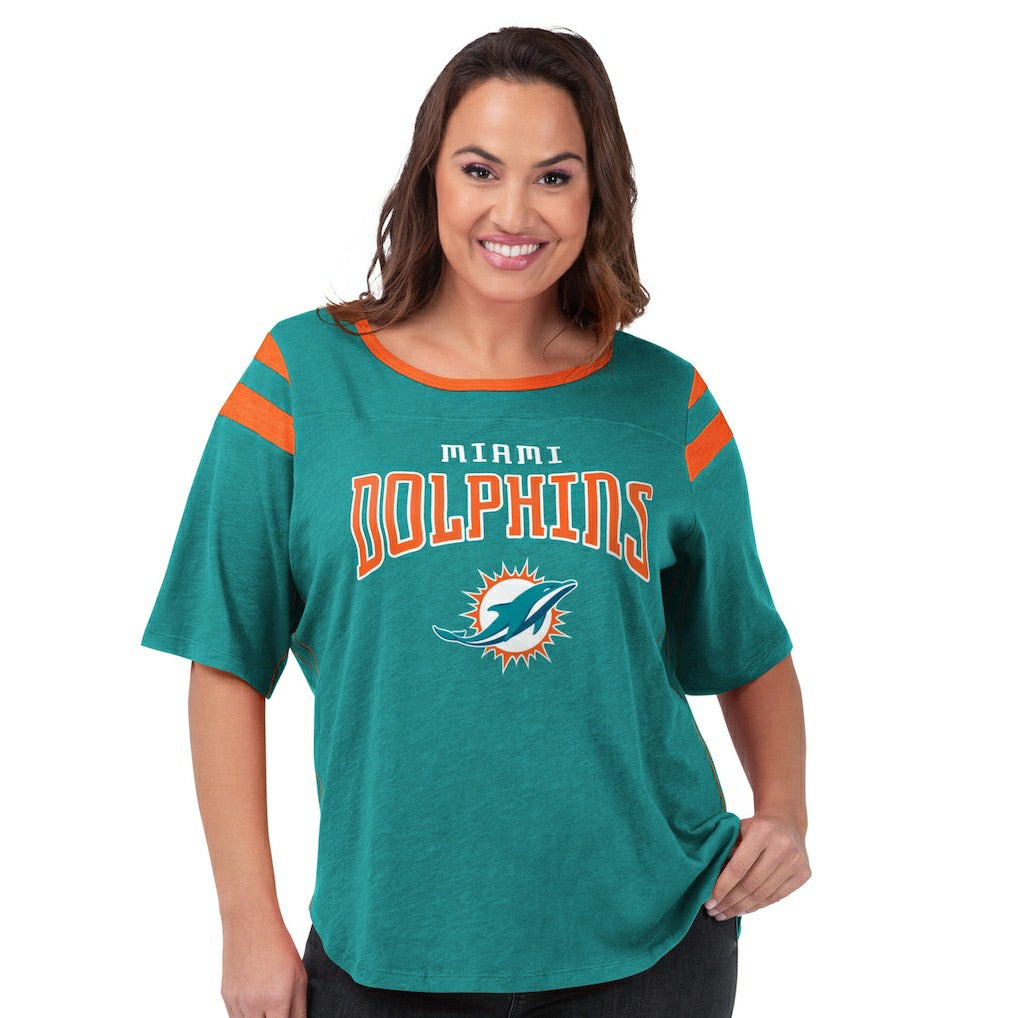 Miami Dolphins G-III 4Her by Carl Banks Women's Plus Size Linebacker T-Shirt - Aqua - NFL