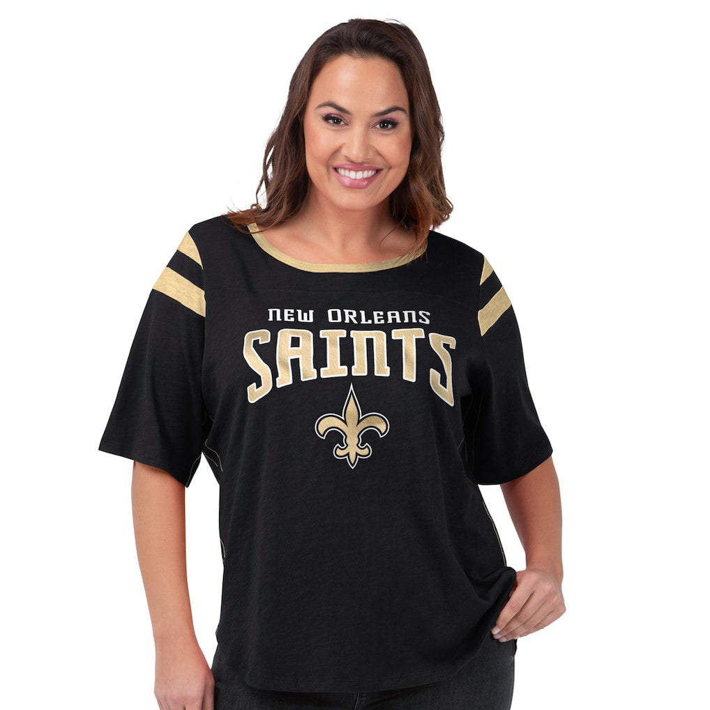 New Orleans Saints G-III 4Her by Carl Banks Women's Plus Size Linebacker T-Shirt - Black - NFL