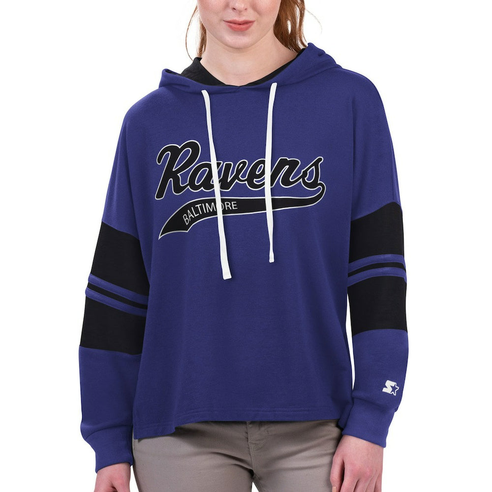Baltimore Ravens Starter Women's Bump And Run Long Sleeve Hoodie T-Shirt - Purple - NFL