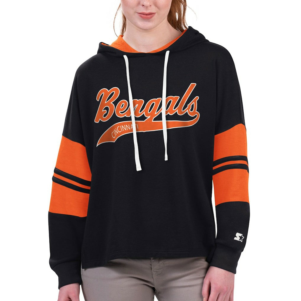 Cincinnati Bengals Starter Women's Bump And Run Long Sleeve Hoodie T-Shirt - Black - NFL