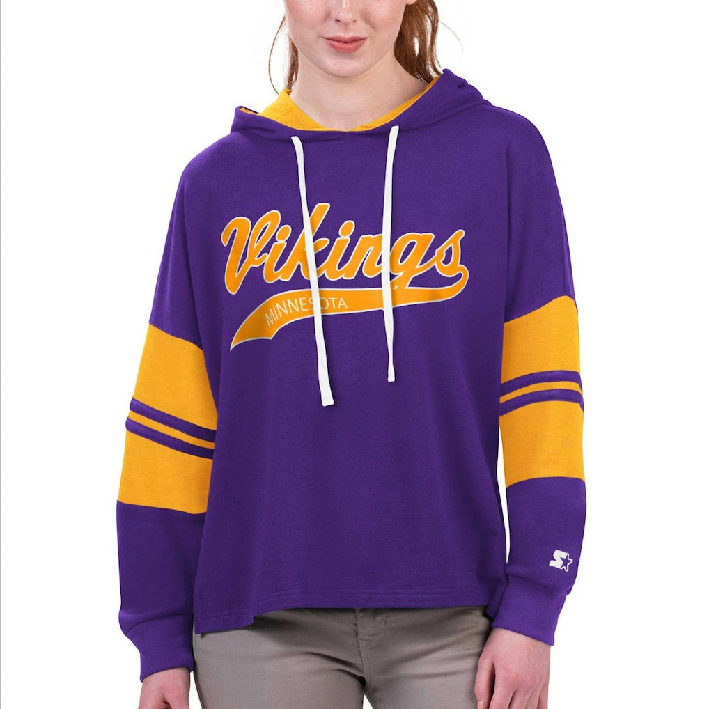 Minnesota Vikings Starter Women's Bump And Run Long Sleeve Hoodie T-Shirt - Purple - NFL