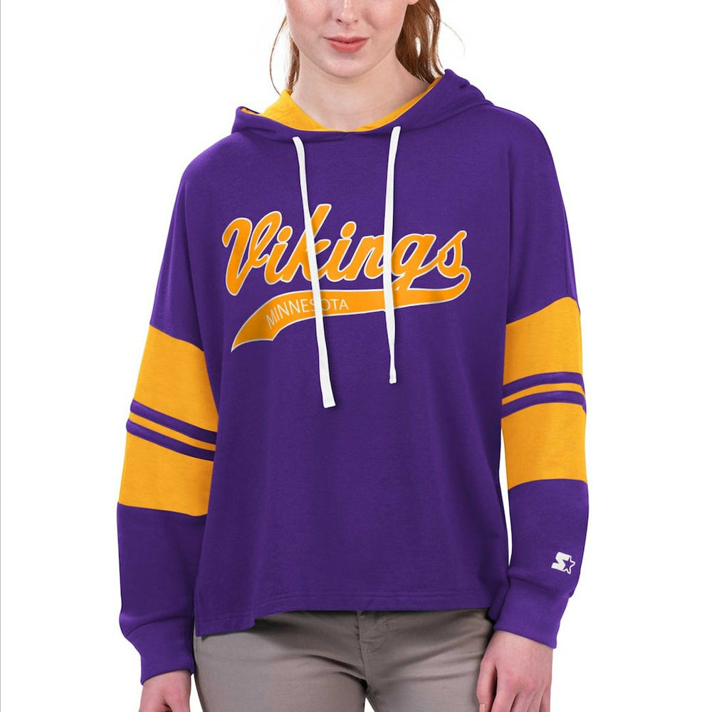 Minnesota Vikings Starter Women's Bump And Run Long Sleeve Hoodie T-Shirt - Purple - NFL