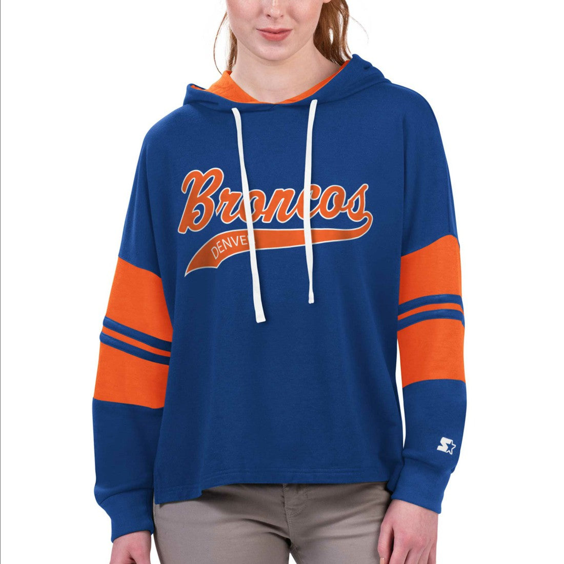 Denver Broncos Starter Women's Bump And Run Long Sleeve Hoodie T-Shirt - Royal - NFL