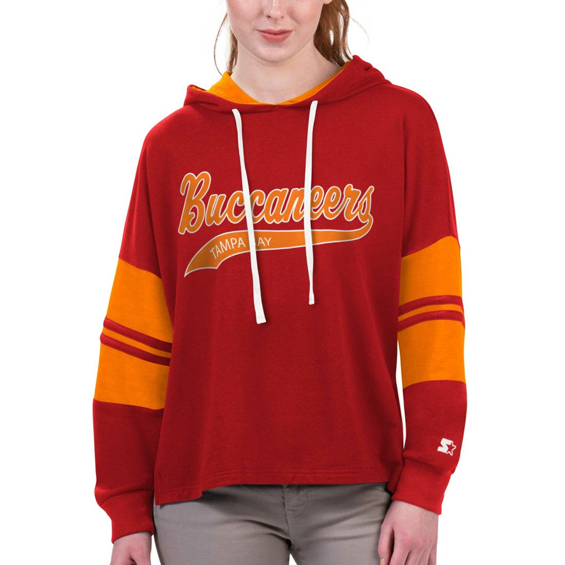 Tampa Bay Buccaneers Starter Women's Bump And Run Long Sleeve Hoodie T-Shirt - Red - NFL