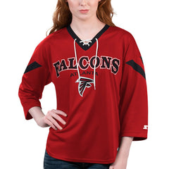 Atlanta Falcons Starter Women's Rally Lace-Up 3/4 Sleeve T-Shirt - Red - NFL