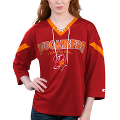 Tampa Bay Buccaneers Starter Women's Rally Lace-Up 3/4 Sleeve T-Shirt - Red - NFL