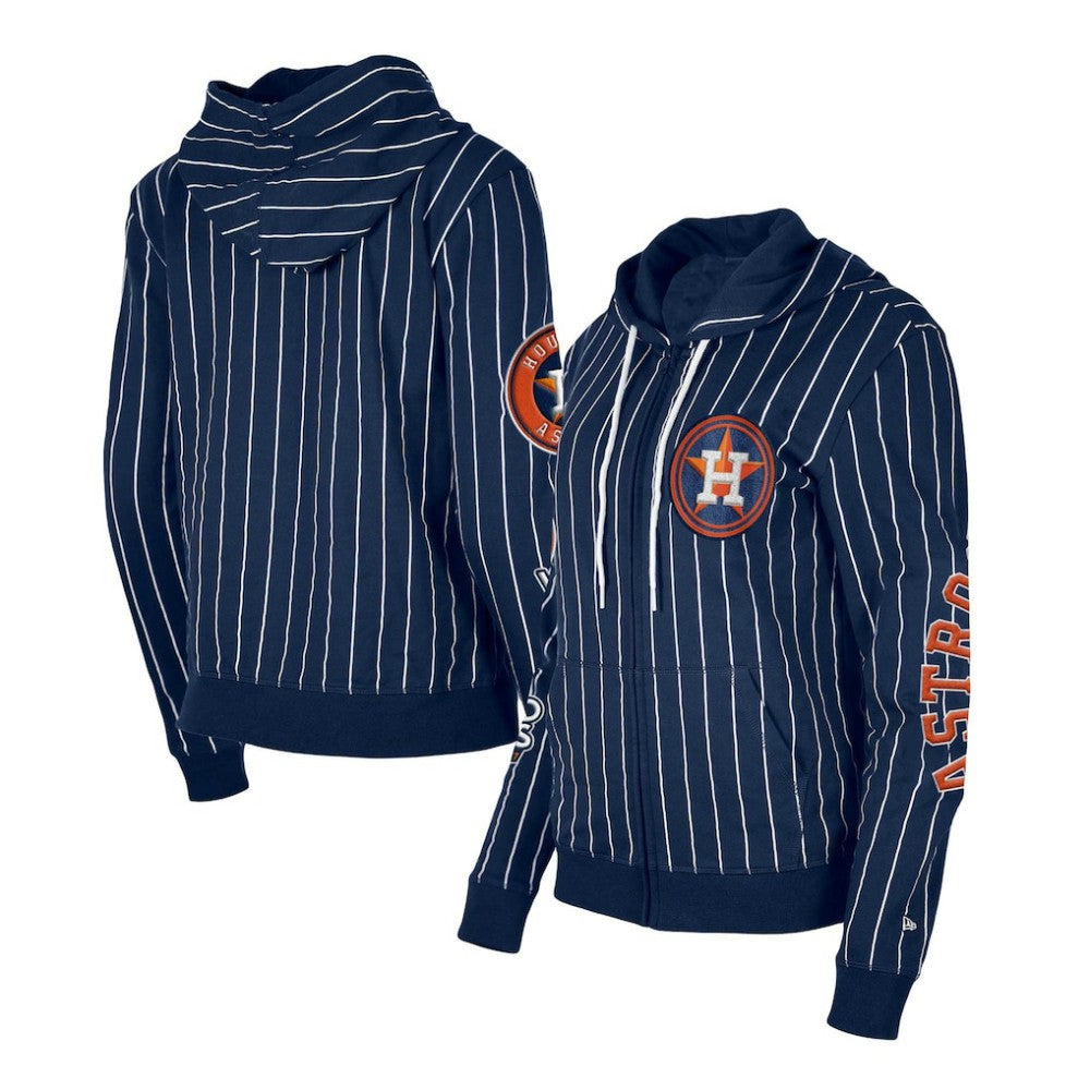 Houston Astros New Era Women's Pinstripe Tri-Blend Full-Zip Hoodie Jacket Online