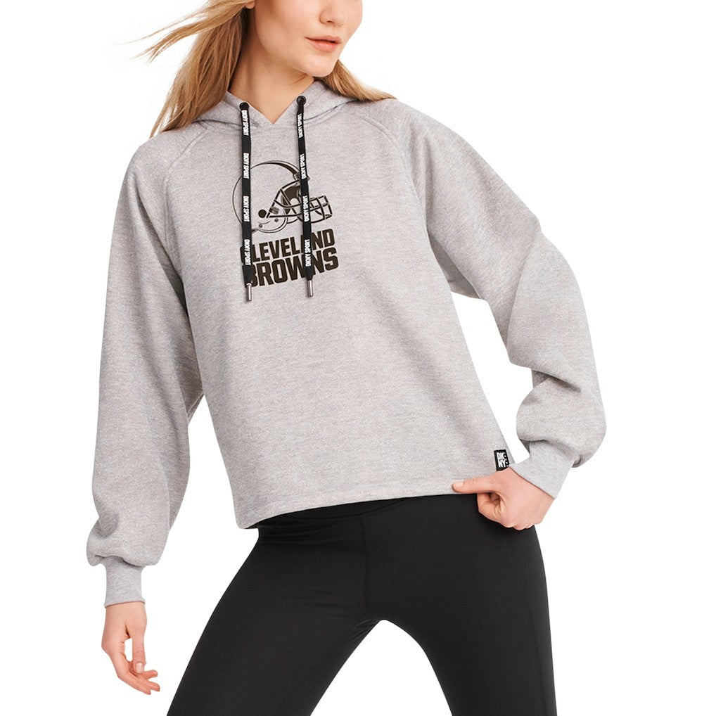 Cleveland Browns DKNY Sport Women's Debbie Dolman Raglan Pullover Hoodie - Heather Gray - NFL