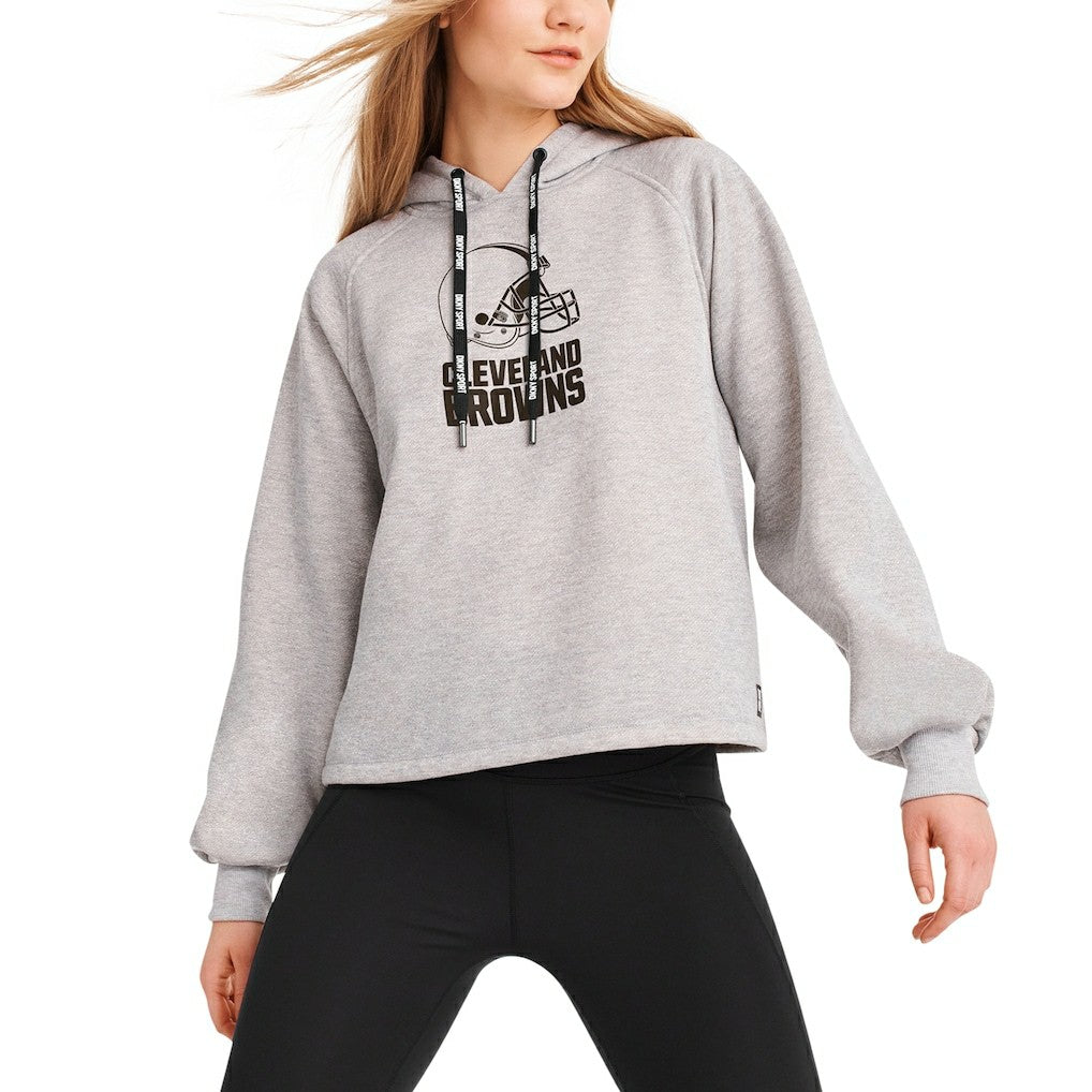 Cleveland Browns DKNY Sport Women's Debbie Dolman Raglan Pullover Hoodie - Heather Gray - NFL