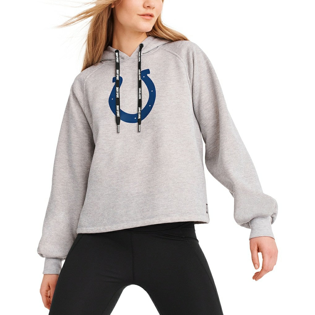 Indianapolis Colts DKNY Sport Women's Debbie Dolman Raglan Pullover Hoodie - Heather Gray - NFL