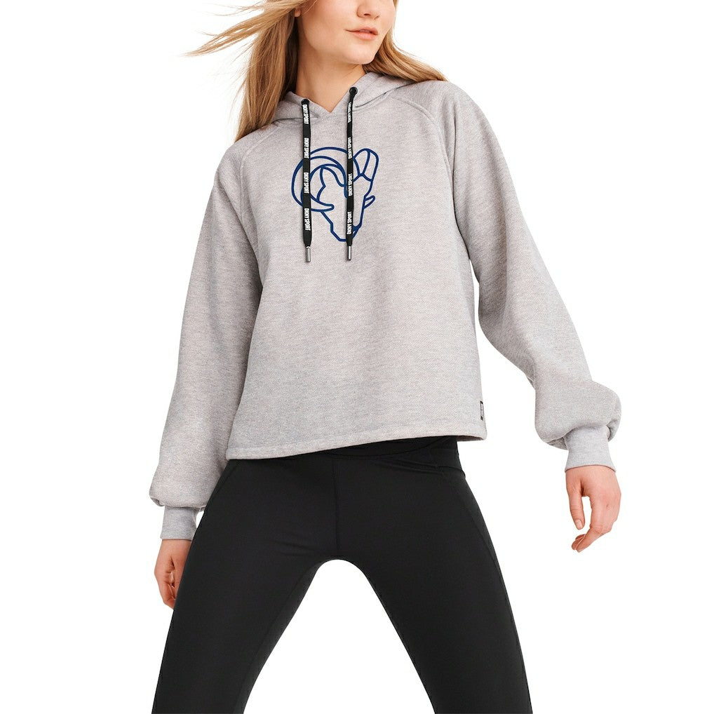 Los Angeles Rams DKNY Sport Women's Debbie Dolman Raglan Pullover Hoodie - Heather Gray - NFL