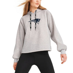 New England Patriots DKNY Sport Women's Debbie Dolman Raglan Pullover Hoodie - Heather Gray - NFL