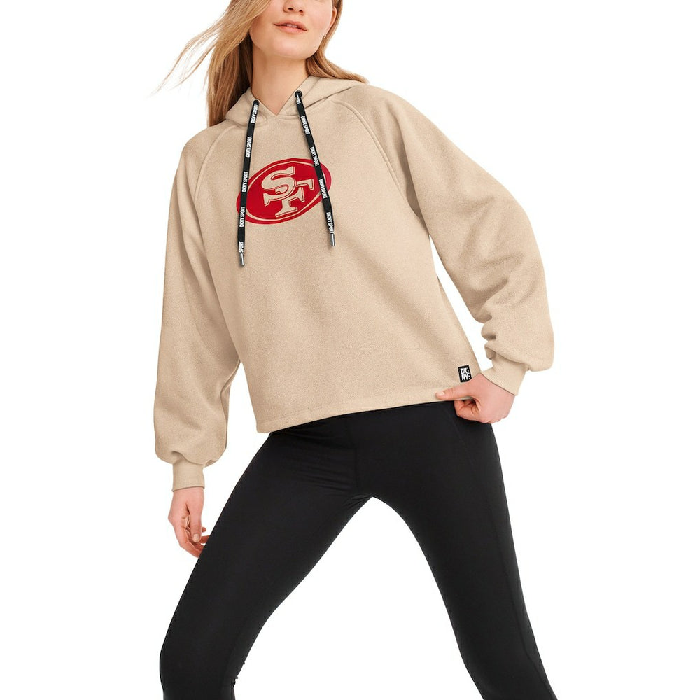 San Francisco 49ers DKNY Sport Women's Debbie Dolman Raglan Pullover Hoodie - Cream - NFL