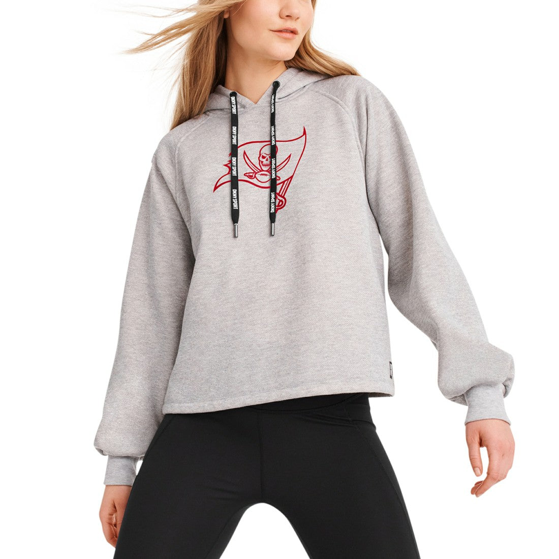 Tampa Bay Buccaneers DKNY Sport Women's Debbie Dolman Raglan Pullover Hoodie - Heather Gray - NFL