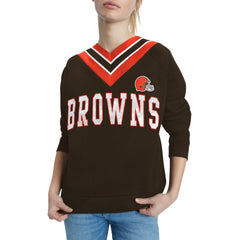 Cleveland Browns Tommy Hilfiger Women's Heidi Raglan V-Neck Sweater - Brown - NFL
