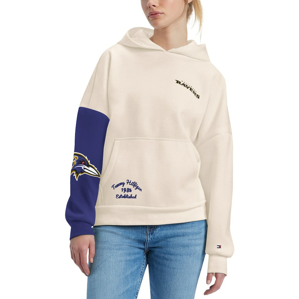 Baltimore Ravens Tommy Hilfiger Women's Harriet Pullover Hoodie - Cream/Purple - NFL