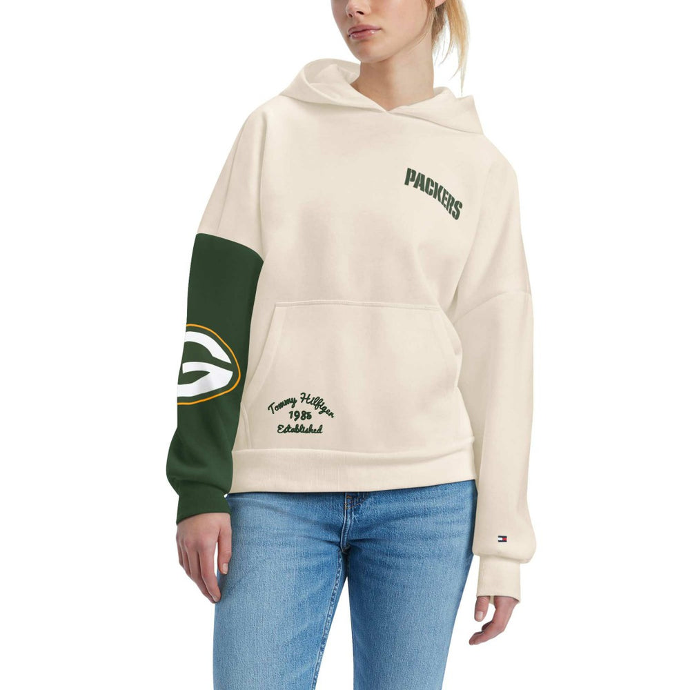 Green Bay Packers Tommy Hilfiger Women's Harriet Pullover Hoodie - Cream/Green - NFL