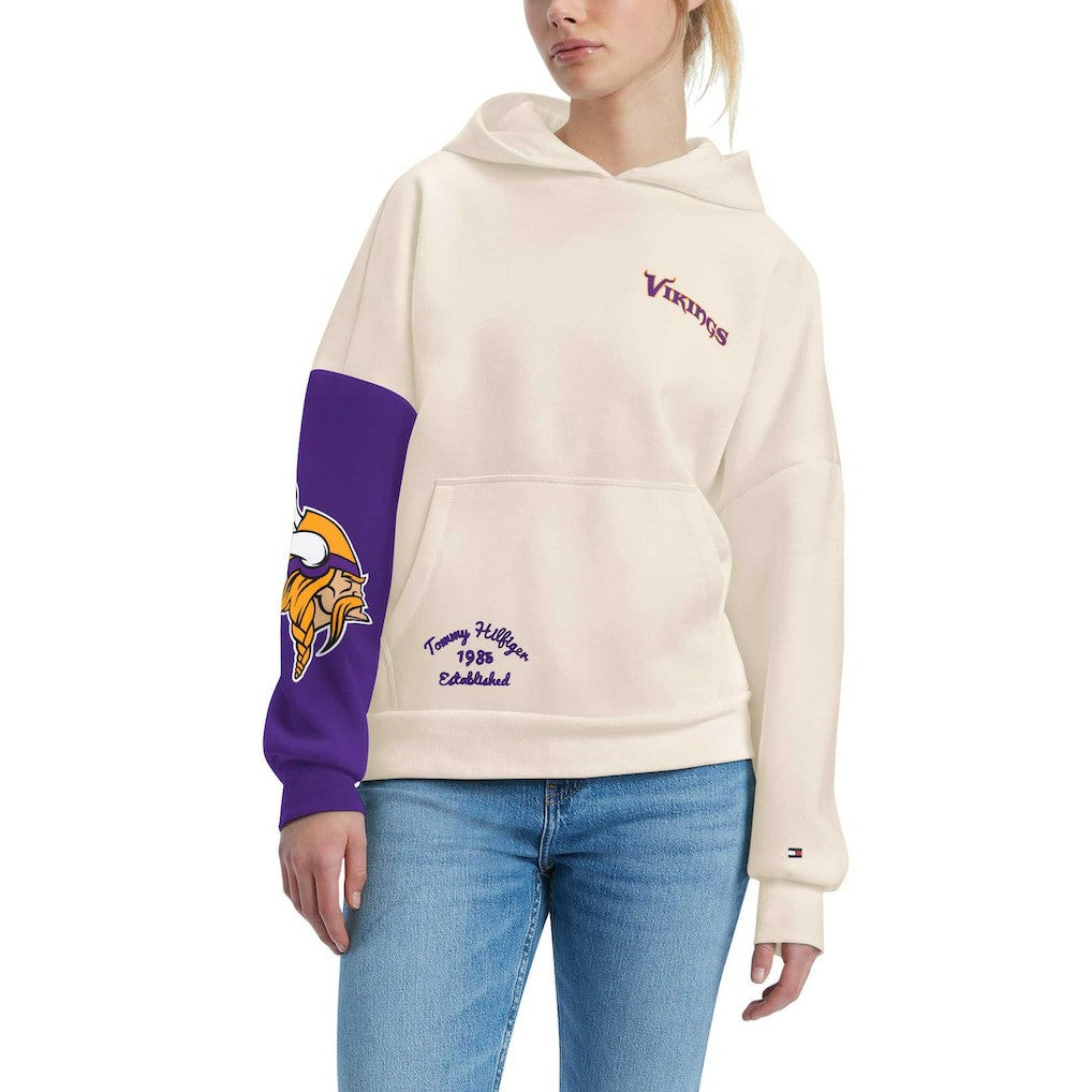 Minnesota Vikings Tommy Hilfiger Women's Harriet Pullover Hoodie - Cream/Purple - NFL